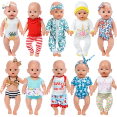 UNICORN ELEMENT 10 Sets 14 - 16 Inch Baby Doll Clothes Dress Swimsuits Jumpsuits Headbands for 43cm New Born Baby Doll