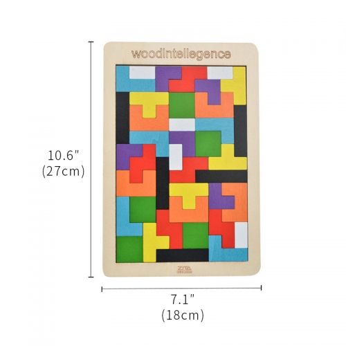 ZITA ELEMENT Wooden Blocks Puzzle Brain Teasers Toy Tangram Jigsaw Intelligence Colorful 3D Russian Blocks Game Educational Gift for Kids (40 Pcs)