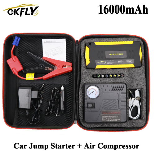 GKFLY Super Power Starting Device 12V 600A Car Jump Starter Air Pump Compressor For Petrol Die sel Car Battery Charger Booster