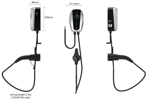 GKFLY EV Charger Wallmounted Charging Station EVSE Wallbox 7KW 32A Type1  SAE J1772 Cable for Electrical Car LED Display Cable Swipe Card