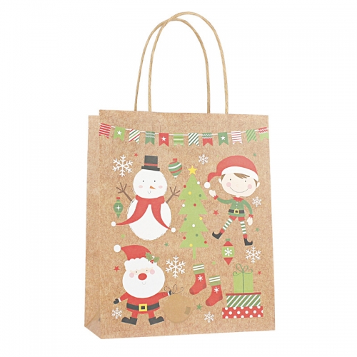 Cheap Kids Gift Packaging Pink Shopping Handle Christmas Kraft Paper Bag