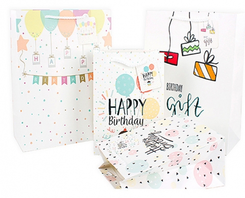 White with Logo Ivory Happy Birthday Gift Bags Wholesale Shopping Polka Dot Paper Bag
