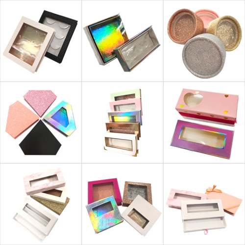 Custom Paper Pink Glitter Extension Private Label False Eyelash Packaging Box