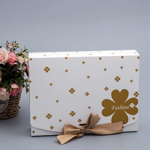 Custom Folding Cardboard Kraft Paper Small Gift Lid Packaging Boxes Box With Ribbon