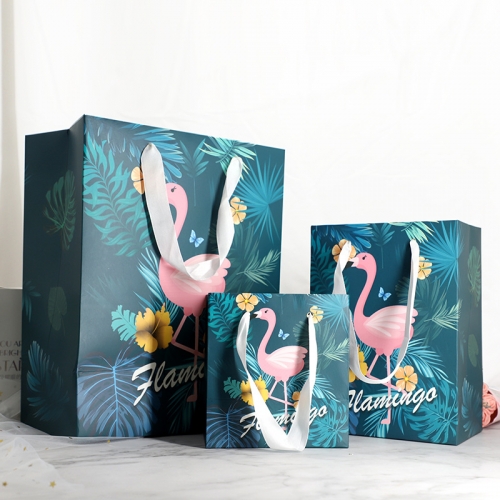 Wholesale Flamingo Bag Luxury Shopping Wedding Gift Print Custom Paper Bags