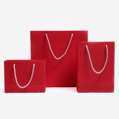 Custom Made Paper Red with Handles Bag Craft with Handle Christmas Gift Bags