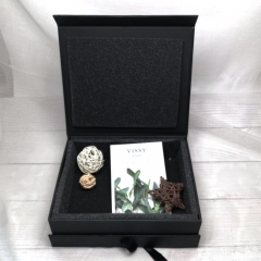 Custom with Ribbon Matte Logo Gift Folding Cardboard Magnetic Boxes Wholesale Black Box