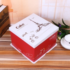 Custom High Quality Box Big Red with Lid Cardboard Paper 10 Inch Tall Wedding Cake Boxes Wholesale