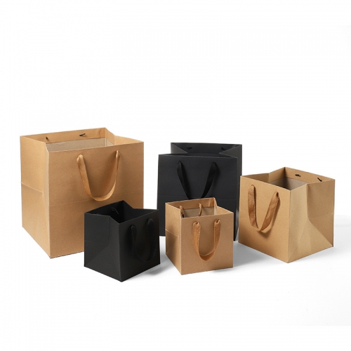 Kraft Paper 25Kg 3 Layers Small Bags Packaging Printed Logo Custom Brown Gift Bag With Ribbon