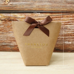 Mini Paper Bag with Bow Ribbon White Packaging Custom Printed Cheap Small Gift Bags