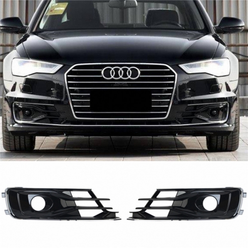 Audi fog light grill A6 C7 14-18 glossy black with hloe