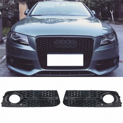 Audi fog light grill A4 B8 08-12 glossy black