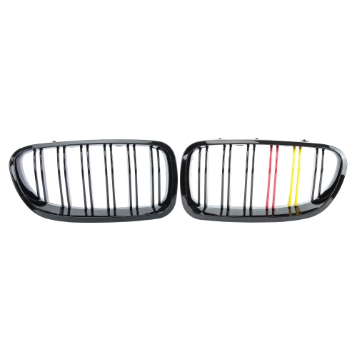 für BMW 5er F10 F11 Limo Nieren Grill GLANZ SCHWARZ NATIONALFLAGGE Doppelsteg