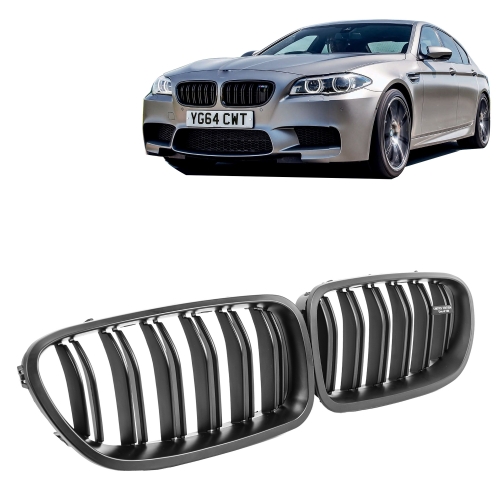 BMW 5er F10 F11 kidney grill matt black Dual Slat with M5 Emblem