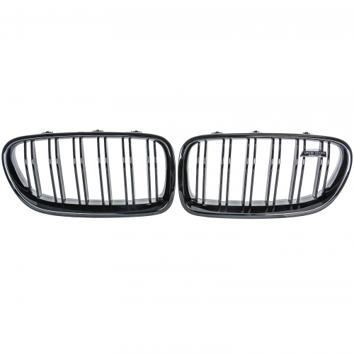 für BMW 5er F10 F11 F18 Nieren Grill GLANZ SCHWARZ Doppelsteg Mit M5 Emblem