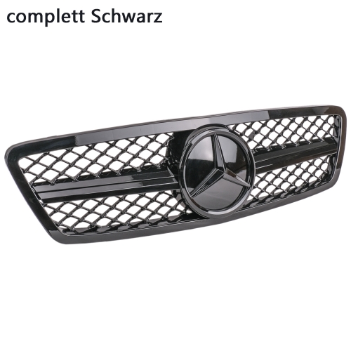 für Mercedes AMG Look Grill W203 S203 GLANZ SCHWARZ Kühlergrill Frontgrill