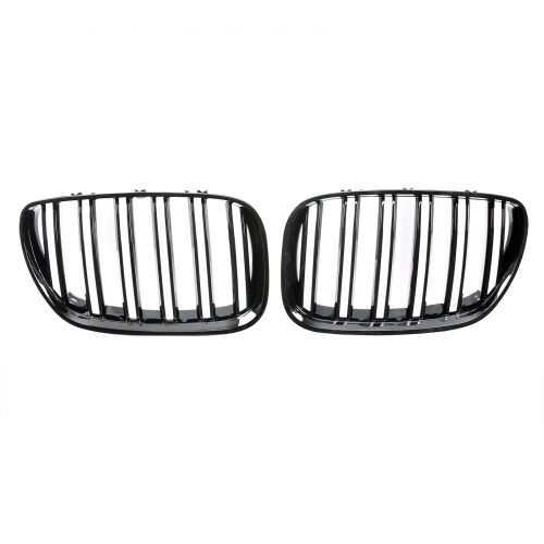 KÜHLERGRILL DOPPELSTEG NIEREN GRILL PASST FÜR BMW X5 E53 03-06 GLÄZEND SCHWARZ