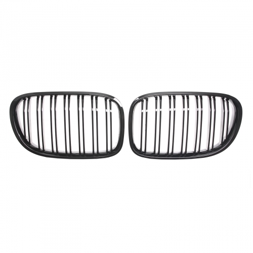 RADIATOR GRILLE DOUBLE BAR KIDNEYS SUITABLE FOR BMW 7 Series F01 07-12 GLOSS BLACK