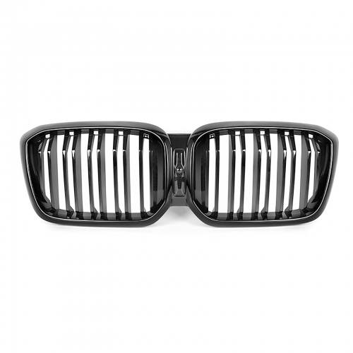 RADIATOR GRILLE DOUBLE BAR KIDNEY GRILL SUITABLE FOR BMW X3 G01 X4 G02 FROM 21 GLOSS BLACK