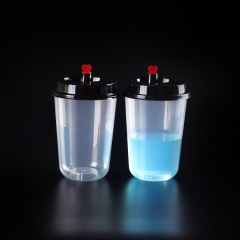 U形透明一次性16oz 24oz 500 / 700ml带盖PET PP杯用于热咖啡奶茶饮料杯，一次性塑料杯