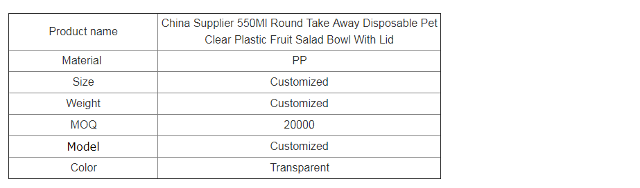 China Supplier 550Ml Round Take Away Disposable Pet Clear Plastic Fruit Salad Bowl With Lid