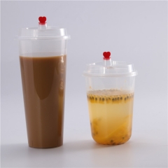 Plastic Disposable Cups Logo Custom Disposable Milk Tea Cup With Lids