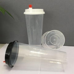 Transparent disposable plastic cup 700ml for juice