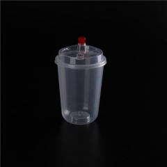 定制印刷塑料泡泡茶杯一次性透明塑料杯