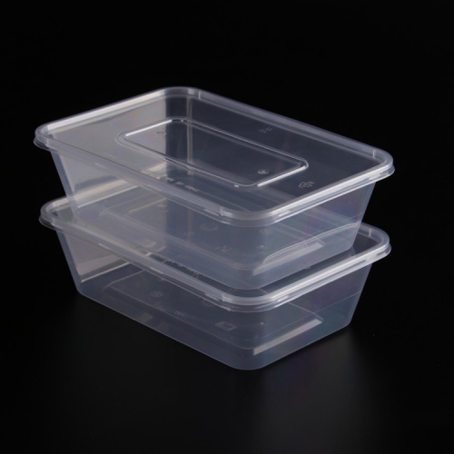 Disposable PP bento lunch box clear square plastic container with lid