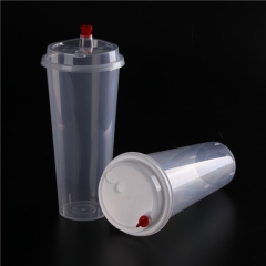 High Quality Clear PP Injection Plastic 16oz 24oz Boba Bubble Milk Tea Packing Smart U Shape Cup