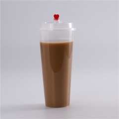 定制印刷塑料泡泡茶杯一次性透明塑料杯