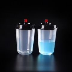 700ml / 24oz透明圆形一次性塑料微波炉安全奶茶/果汁杯带盖去供应商