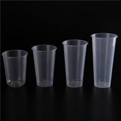 High Quality Clear PP Injection Plastic 16oz 24oz Boba Bubble Milk Tea Packing Smart U Shape Cup