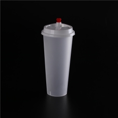 Disposable High Transparent Plastic Milk Tea Cup U-shaped Beverage Drinking Fruit Juice Takeaway Packaging Cup with Lids