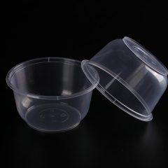 High Quality white PP plastic round food container noodle/soup bowls with lids