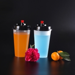 Custom Disposable Transparent 500ml 700ml 1000ml PET PP Boba Milk Juice Smoothie Bubble Tea U Shape Plastic Cup With Lid Straw