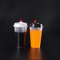 定制印刷带盖咖啡奶茶一次性塑料杯