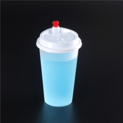 600ml transparent disposable plastic tea juice cup with dome lid custom design printing wholesales