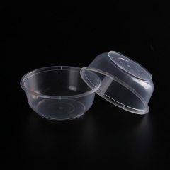 High Quality white PP plastic round food container noodle/soup bowls with lids