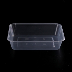500毫升一次性微波透明pp塑料矩形食品容器，带盖