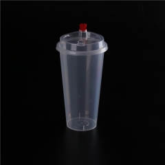 Disposable High Transparent Plastic Milk Tea Cup U-shaped Beverage Drinking Fruit Juice Takeaway Packaging Cup with Lids