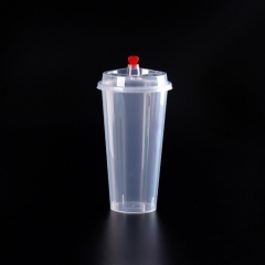 Customized 500 700ml U Shaped Transparent Disposable Milk Tea Cup Fit Takeout Plastic Cups