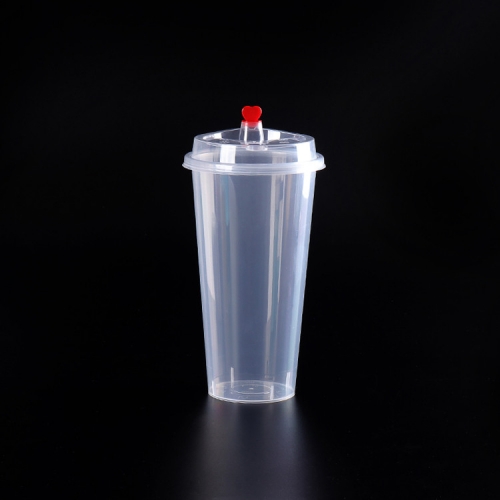 Custom transparent disposable juice milk tea plastic cup with lip