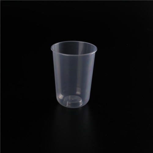 U形透明一次性带盖PET PP杯用于热咖啡奶茶饮料杯，一次性塑料杯