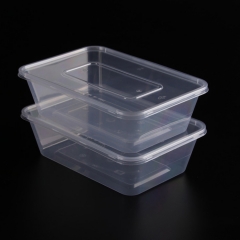 一次性微波透明pp塑料矩形食品容器，带盖