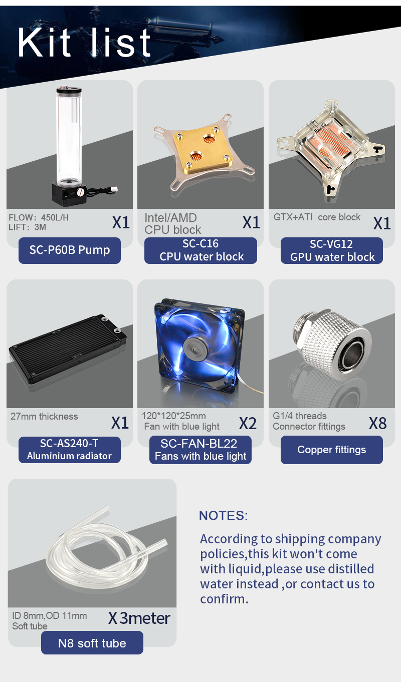 Syscooling Pc Water Cooling Kit Liquid Computer Cooler Kits For Cpu Gpu