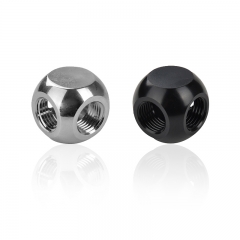 Syscooling water-cooled computer split hard pipe fitting set spherical tee joint g1/4 threaded black and silver