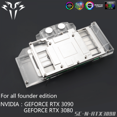 Syscooling GPU water block for NVIDIA RTX 3090 3080 Founder Edition video card water cooling with ARGB lights