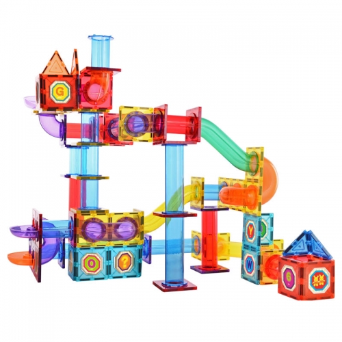 268 PCS Magnetic Tiles & Tubes Marble Run Track Toys Set