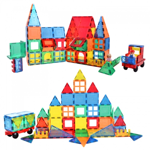 100 PCS Eco-friendly coloful gift box free play educational Magnetic Tiles Building Block Toys for baby